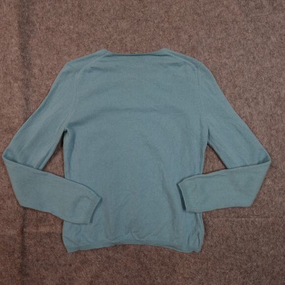 Vintage Ann Taylor Sweater Womens Large Cashmere VNeck Luxe Soft Blue - Picture 5 of 9